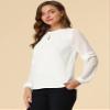 Allegra K Women's Work Tops Keyhole Neck Long Sleeve Work Shirts Blouse Dressy Casual Business Shirt Small White view 4