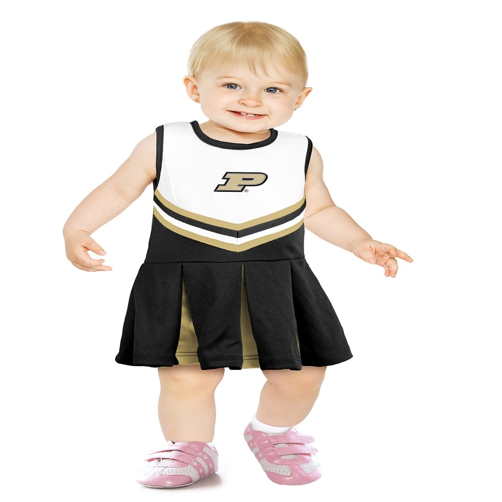 Little King NCAA Infant/Toddler Girls One Piece Team Cheer Jumper Dress-Purdue Boilermakers-3T
