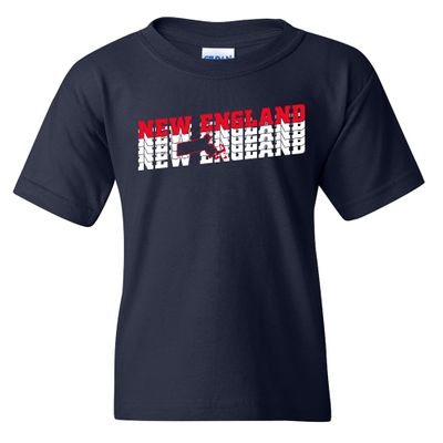 UGP Campus Apparel New England Retro Repeat - Hometown Pride Youth T Shirt - Small - Navy