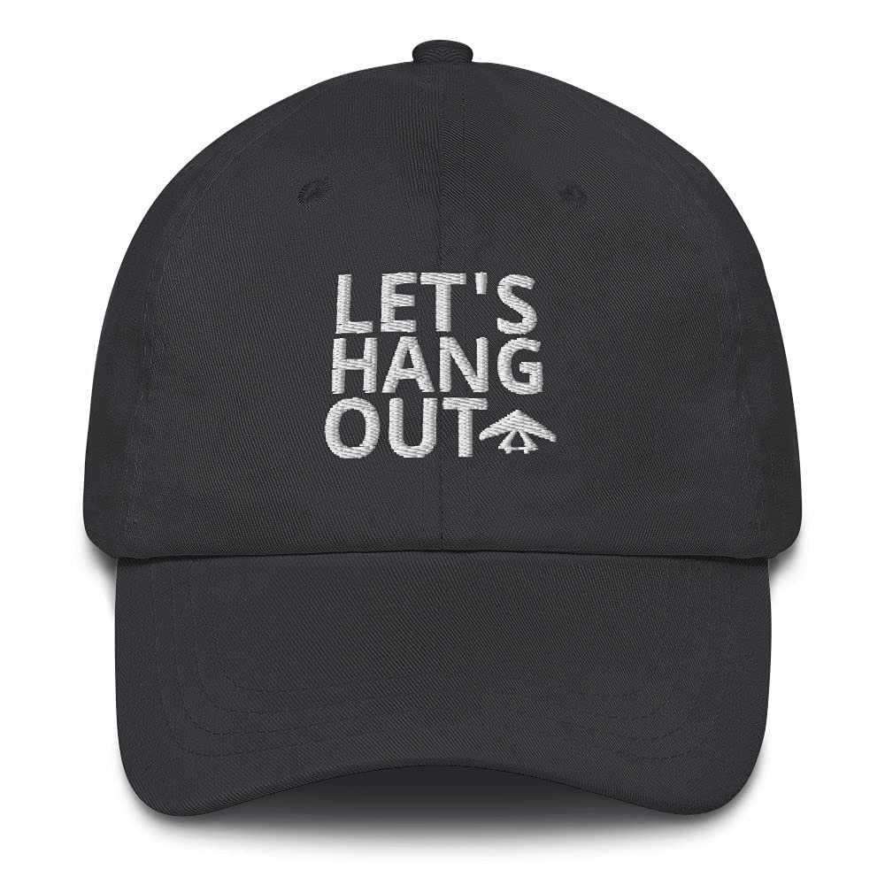 CreativeTees4You Let's Hang Out Paragliding Glider Embroidered Dad Hat Adjustable Cotton Cap Dark Grey