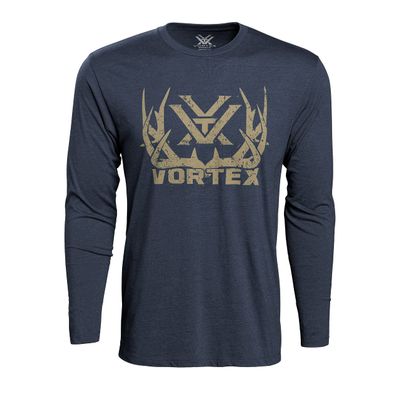 Vortex Optics Men's Full-Tine Long Sleeve T-Shirts (US, Alpha, XX-Large, Regular, Regular, Navy Heather)
