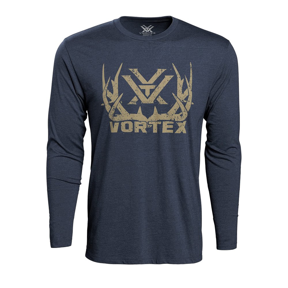Vortex Optics Men's Full-Tine Long Sleeve T-Shirts (US, Alpha, XX-Large, Regular, Regular, Navy Heather)