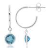 Round Open Hoop Aquamarine Earrings for Women 925 Sterling Silver Dangling March Birthstone Earrings Aquamarine Jewelry Gemstone Earrings Blue Stone Aquamarine Hoops Earrings with 1 Inch Push Back view 2