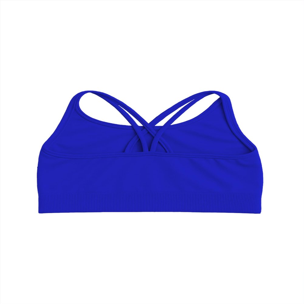 Kurve Girls Seamless Strappy Back Stretchy Crop Undershirt Bra, Made in USA, Cobalt-57, Age 4-8