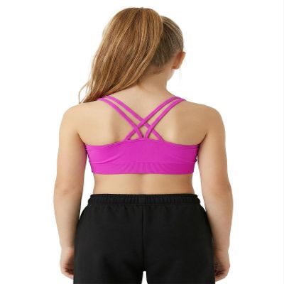 Kurve Girls Seamless Strappy Back Stretchy Crop Undershirt Bra, Made in USA, Neon Fuschia-57 Age 9-14