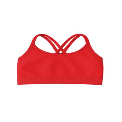 Kurve Girls Seamless Strappy Back Stretchy Crop Undershirt Bra, Made in USA, Red-57 Age 9-14