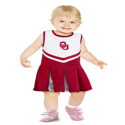 Little King NCAA Infant/Toddler Girls One Piece Team Cheer Jumper Dress-Oklahoma-4T