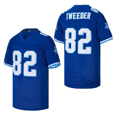 BORIZJERSEY Men's 82 Charlie Tweeder Varsity Blues Movie West Canaan Coyotes Football Jersey Stitched Blue Size XL