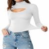 ALGALAROUND Short Long Sleeve Shirts for Women Basic Mock Turtle Neck Cut Out Tops Going Out T-Shirt Tee view 4