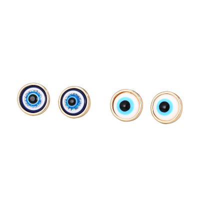 2 Pairs Lucky Evil Eye Stud Earrings Set Blue Round Protection Kabbalah Amulet Turkish Retro Religious Jewelry for Women