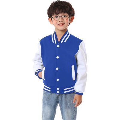 NHUHEQ Kids Baseball Jackets Boys Girls Fit Varsity Jacket Casual Lightweight Plain Cardigan School Coat (Blue,13Y)