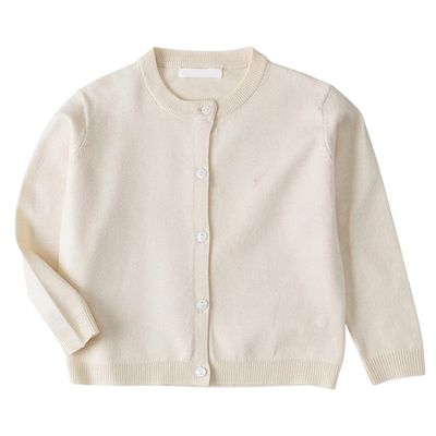1-7T Little Boys Girls Cute Button-Down Cardigan Sweater Crew Neck Cardigan Coat Toddler Cotton School Knit Sweater (Beige,6-7T,6 Years,7 Years)