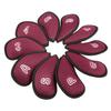 10Pcs/Pack New Meshy Golf Iron Covers Set Golf Club Head Cover Fit Most Irons (Wine Red) view 1