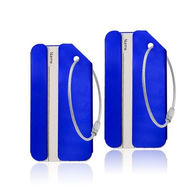 2Pack Blue Aluminum Luggage Tags, Luggage Tag Holders for Travel Luggage Baggage Identifier by Ovener