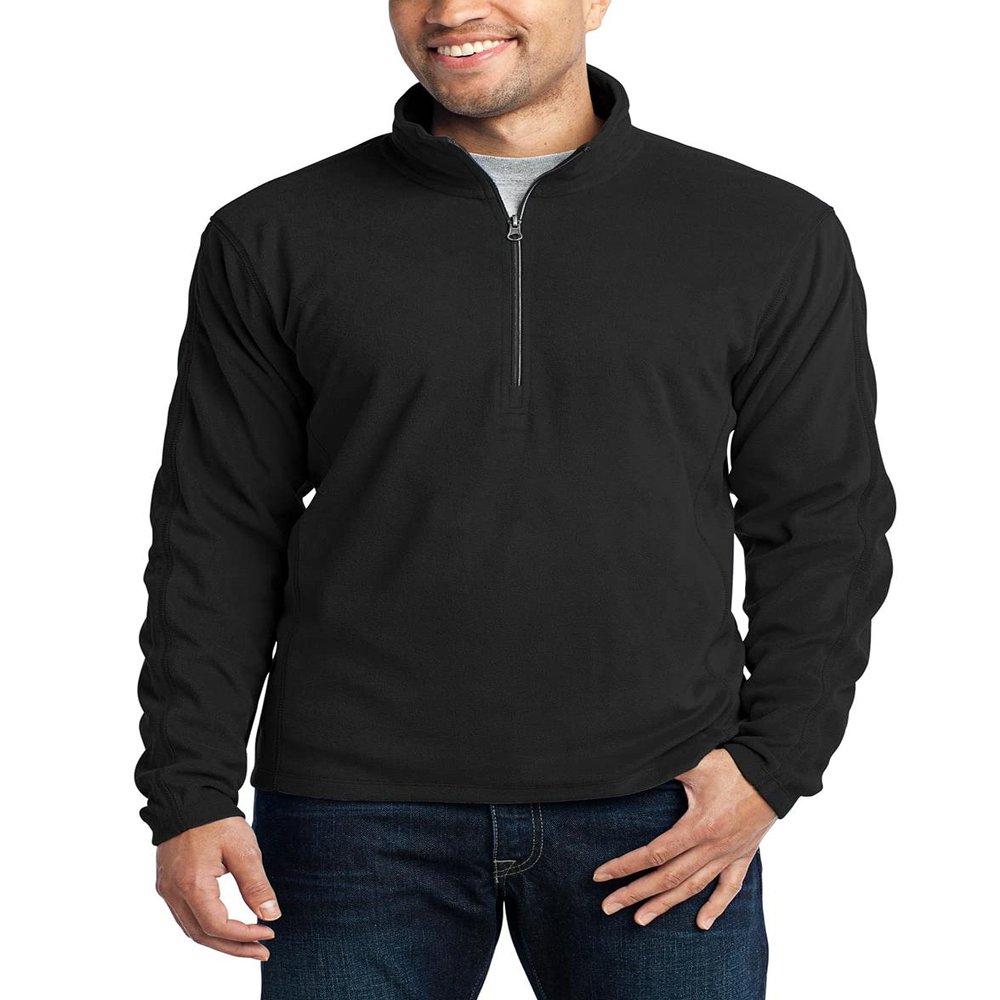 JustBlanks Mens Pullover Microfleece Long Sleeve Lightweight a Half-Zip Pullover Sweater - Black - L