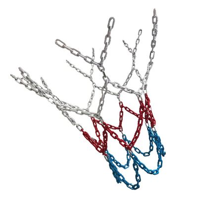 LIOOBO Sports Chain Basketball Net Replacement Outdoor Heavy Duty Basketball Net Rustproof Metal Chain for Outdoor Indoor Training White Red Blue