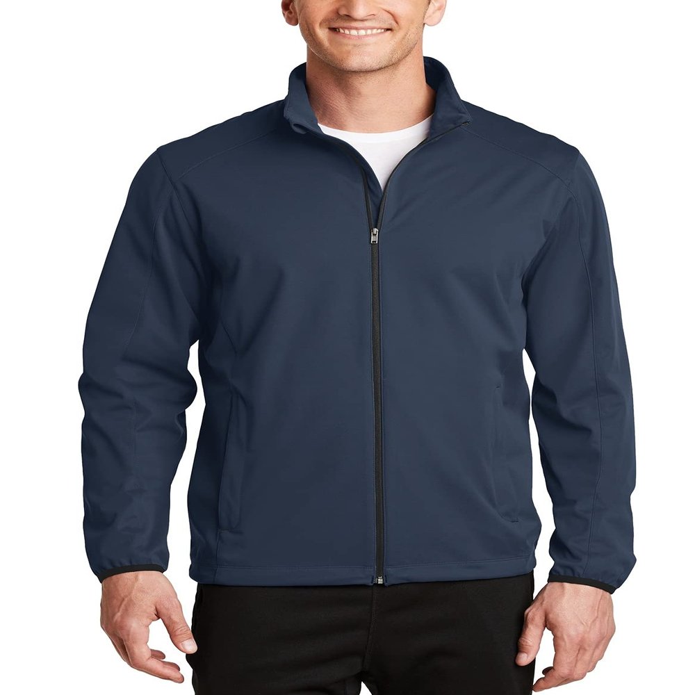 JustBlanks Mens Full-Zip Water Resistance Active Soft Shell Jacket - Dress Blue Navy - 2XL