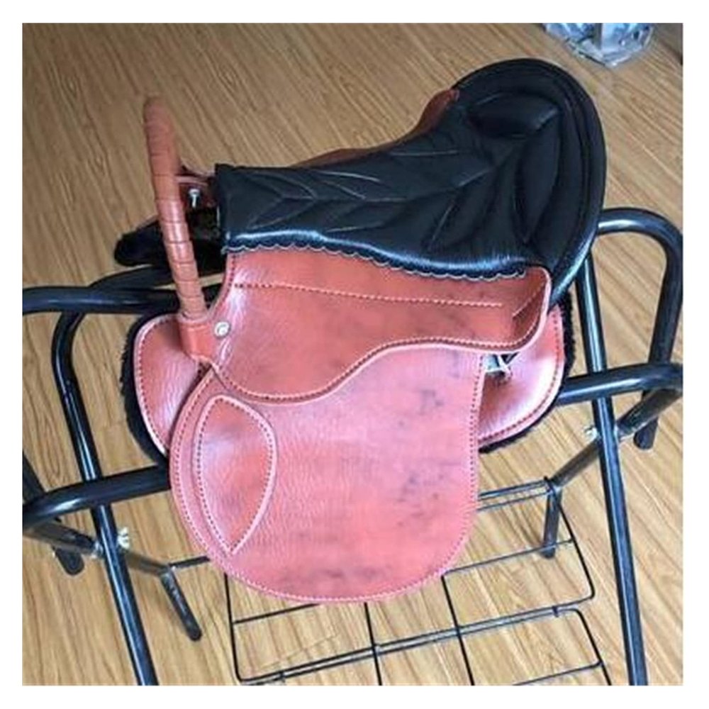 Cowhide Saddle seat Cushion Saddle Full Set of Harness Cowhide New Saddle Saddle Horse Equestrian Supplies Comfortable Soft and Light Weight (Color : White)