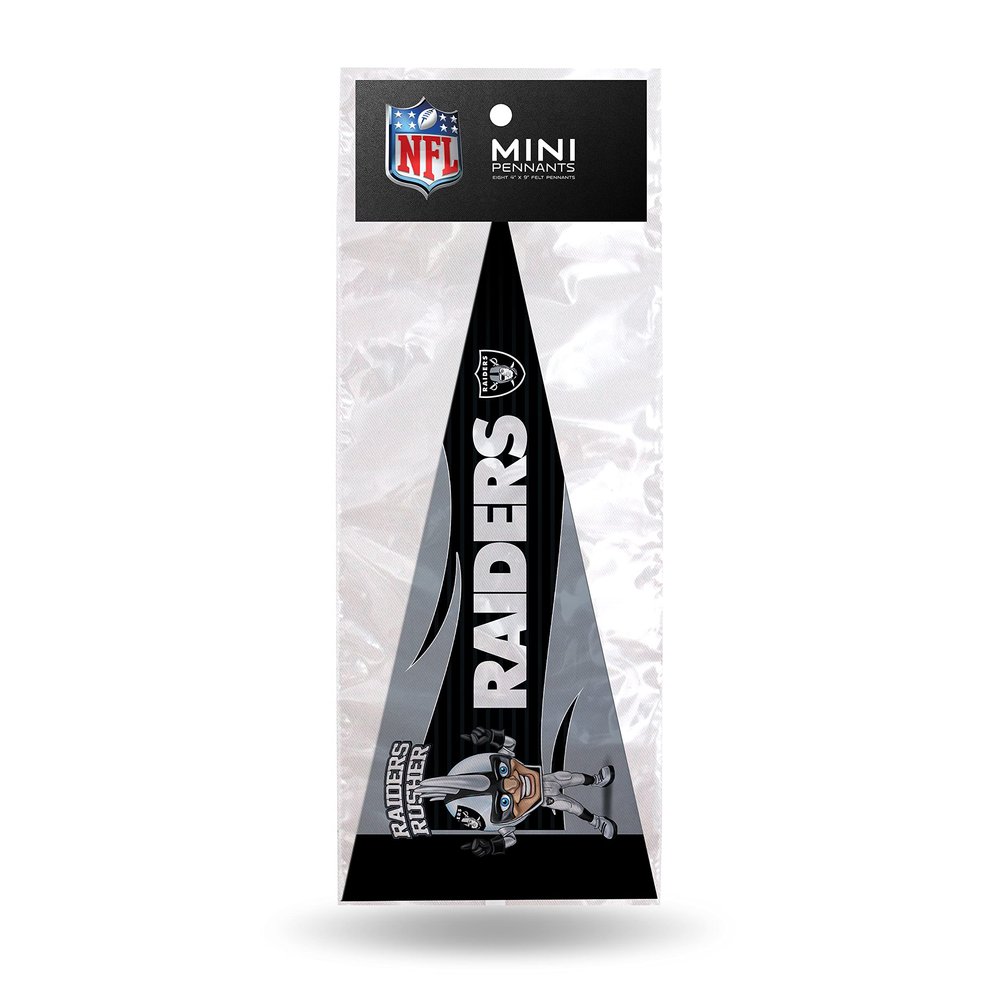 NFL Football Las Vegas Raiders Mascot - Raider Rusher 4" x 9" Felt Mini Pennant Team Set (Includes 8 Pieces)