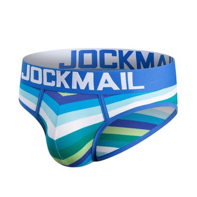 JOCKMAIL Men Briefs Cotton Mens Underwear Briefs Low Waist Rainbow Men Underwear (Medium, Blue)