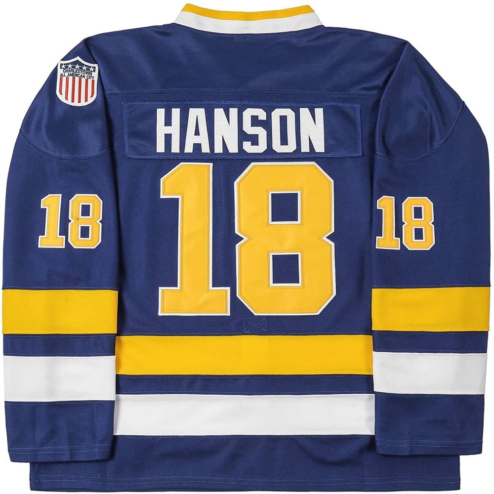 Youth Hanson Brothers #18 Steve Charlestown Chiefs Slap Shot White Moive Hockey Jersey Stitched Letters and Numbers S-L