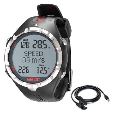 SEAC Apnea, Freediving Computer, Black/red, with USB Cable