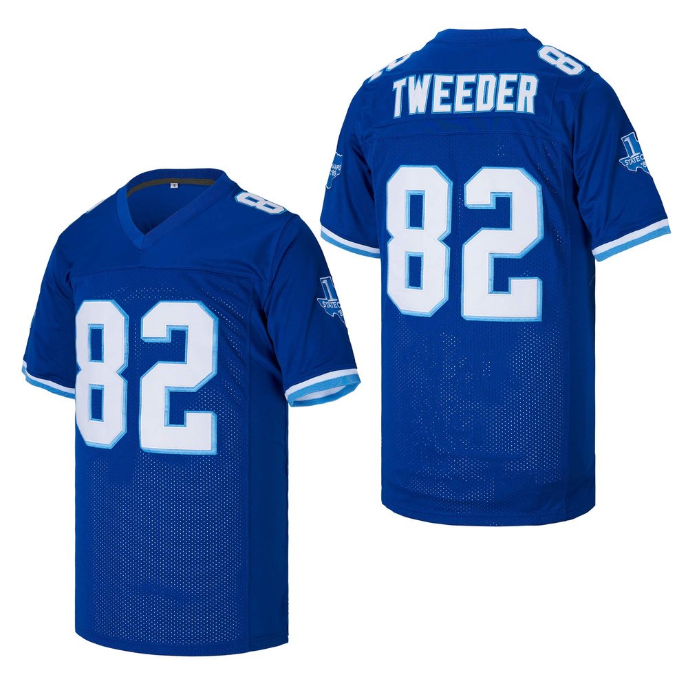 BORIZJERSEY Men's 82 Charlie Tweeder Varsity Blues Movie West Canaan Coyotes Football Jersey Stitched Blue Size XXXL