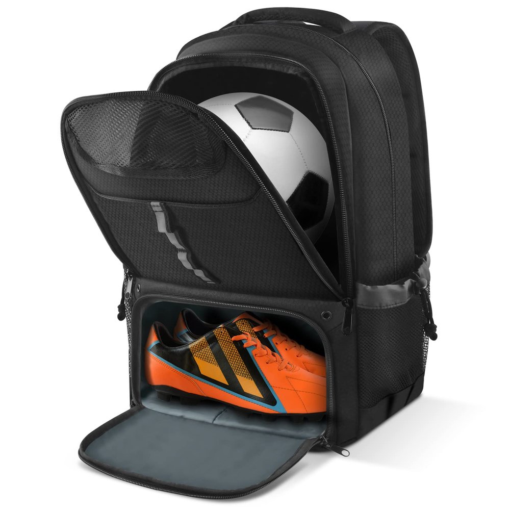 BROTOU Soccer Backpack Sports Bag with Ball Holder and Shoe Compartment for Football Basketball Volleyball Rugby