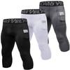 3 Pack Men's Compression Pants 3/4 Workout Dry-fit Baselayers Underwear Sport Tights Running Athletic Leggings Capris view 1