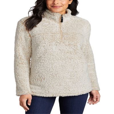 JustBlanks Womens Cozy Quarter-Zip Fleece Pullover Sweater - Oatmeal Heather - XXL