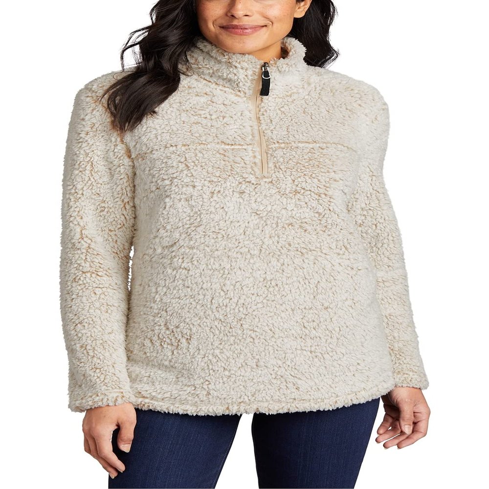 JustBlanks Womens Cozy Quarter-Zip Fleece Pullover Sweater - Oatmeal Heather - XXL
