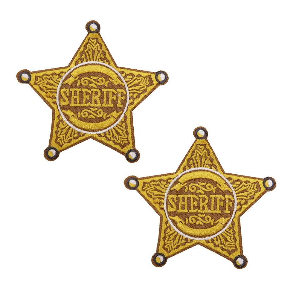 2 Pieces Cartoon Sheriff Logo Embroidered Iron On Patches Halloween Police Costume DIY