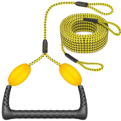 SELEWARE Water Ski Rope with Soft Rubber Handle, 2 Floats, 2 Sections - Boat Tow for Waterboard, Towable Tube - 4000 lbs Capacity, 75 ft