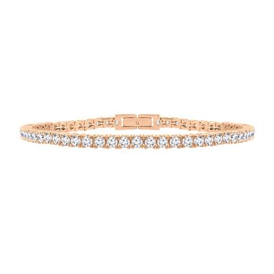 GEMOUR IM Rose Gold plated Round cut Cubic Zirconia Classic Tennies Bracelet, 7.25inch