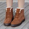Bcshiye Women's Winter Snow Boots Outdoor Anti-Slip Ankle Boots Suede Warm Fur Lined Booties Lace Up Flat Platform Shoes view 3