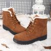 Bcshiye Women's Winter Snow Boots Outdoor Anti-Slip Ankle Boots Suede Warm Fur Lined Booties Lace Up Flat Platform Shoes view 4