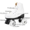 Classic Roller Skates Unisex Double Row Quad Roller Skates with PU Flashing Wheels, PU Leather 4 Wheels Roller Skates Shoes for Beginner Adult Teens (Women7/Men5.5,Black) view 2