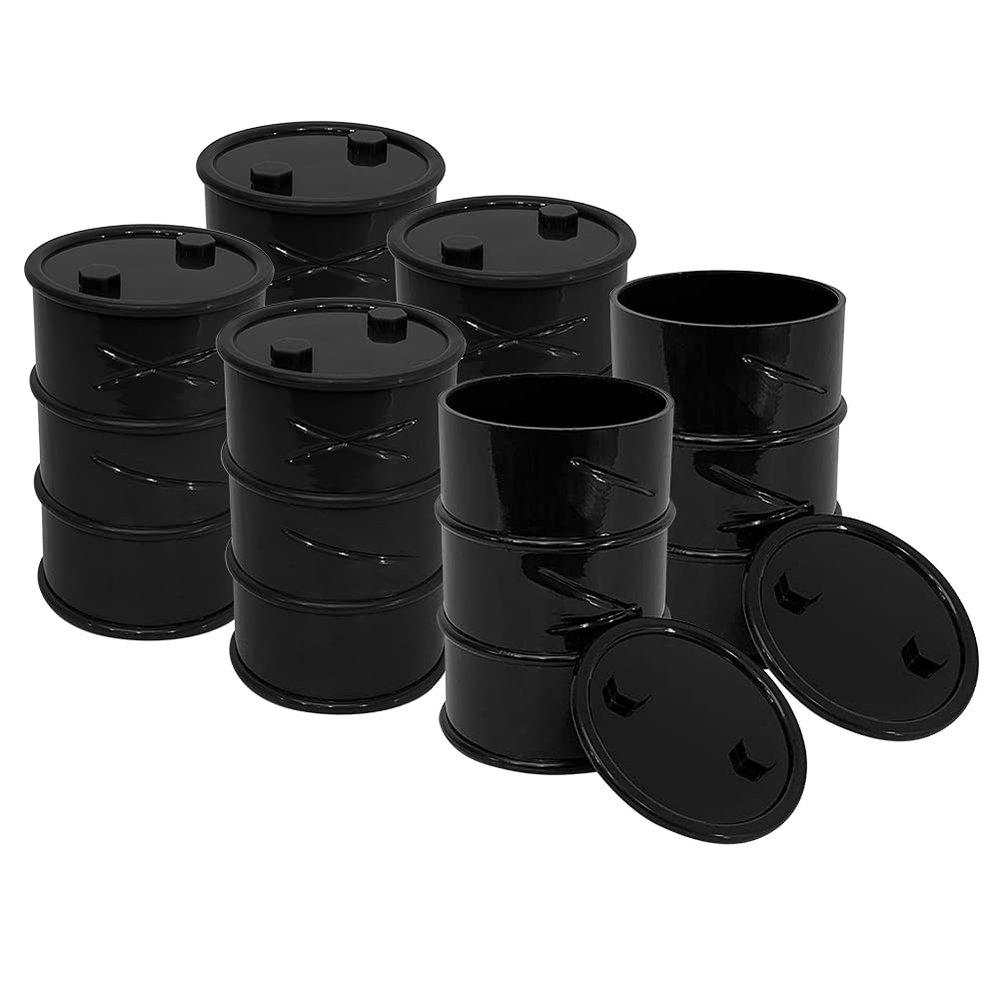 Set of 6 Black Oil Drums for Wrestling Action Figures