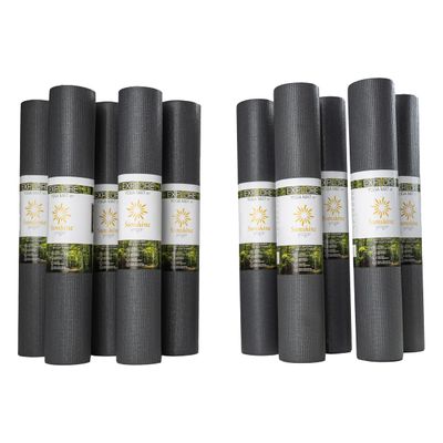 Sunshine Yoga 10-Pack Explore Yoga Mat, 68" x 24" Exercise Mat, 4mm Thick Non Slip Workout Mat, Anti-Tear Gym Mat, Bulk Yoga Mats for Schools or Studios, Charcoal