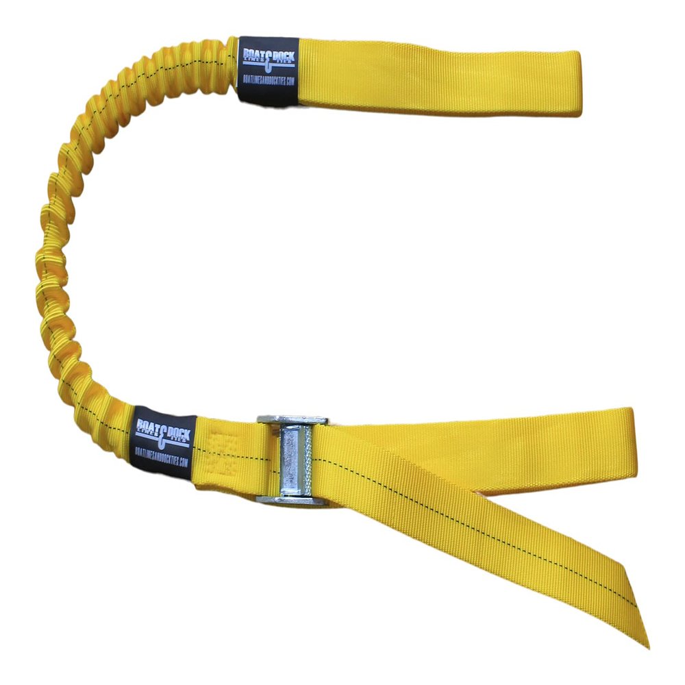 Boat Lines and Dock Ties Original Adjustable Bungee Dock Tie Docking Line Made in USA (Yellow, 48 Inch)