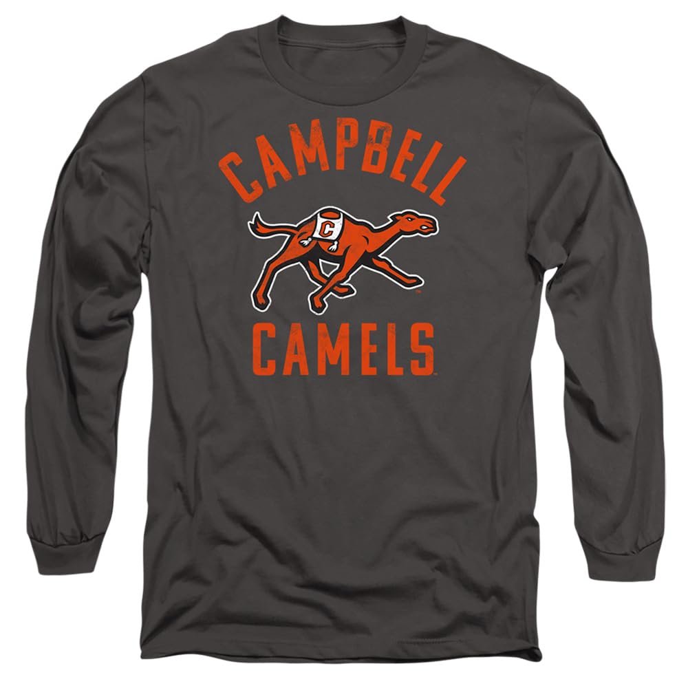 Campbell University Official Camels Logo Unisex Adult Long-Sleeve T Shirt,Charcoal, 3X-Large