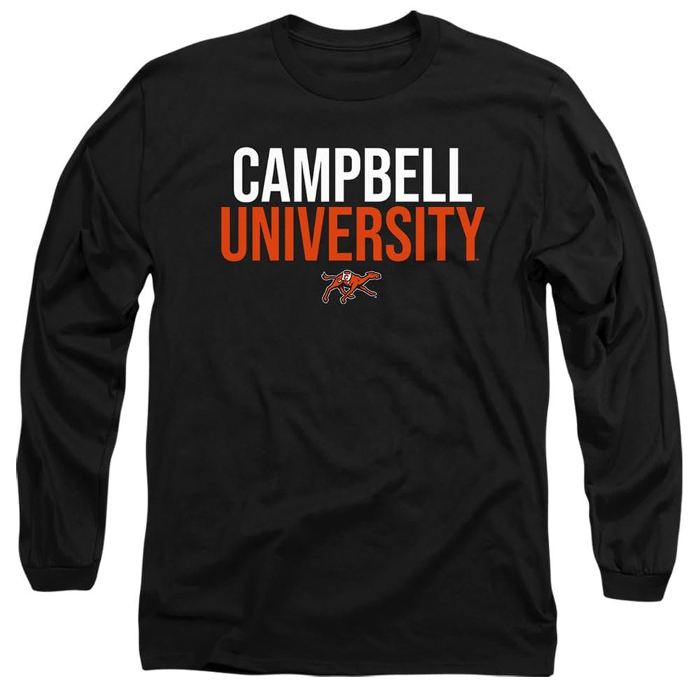 Campbell University Official Stacked Unisex Adult Long-Sleeve T Shirt,Black, 3X-Large
