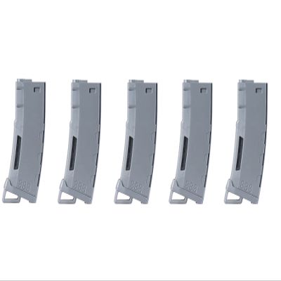 Lancer Tactical Airsoft M4 M16 Series Polymer 130 Round Transparent Window High Speed Mid-Cap Airsoft Magazine- Pack of 5 (Gray 5 Pack)