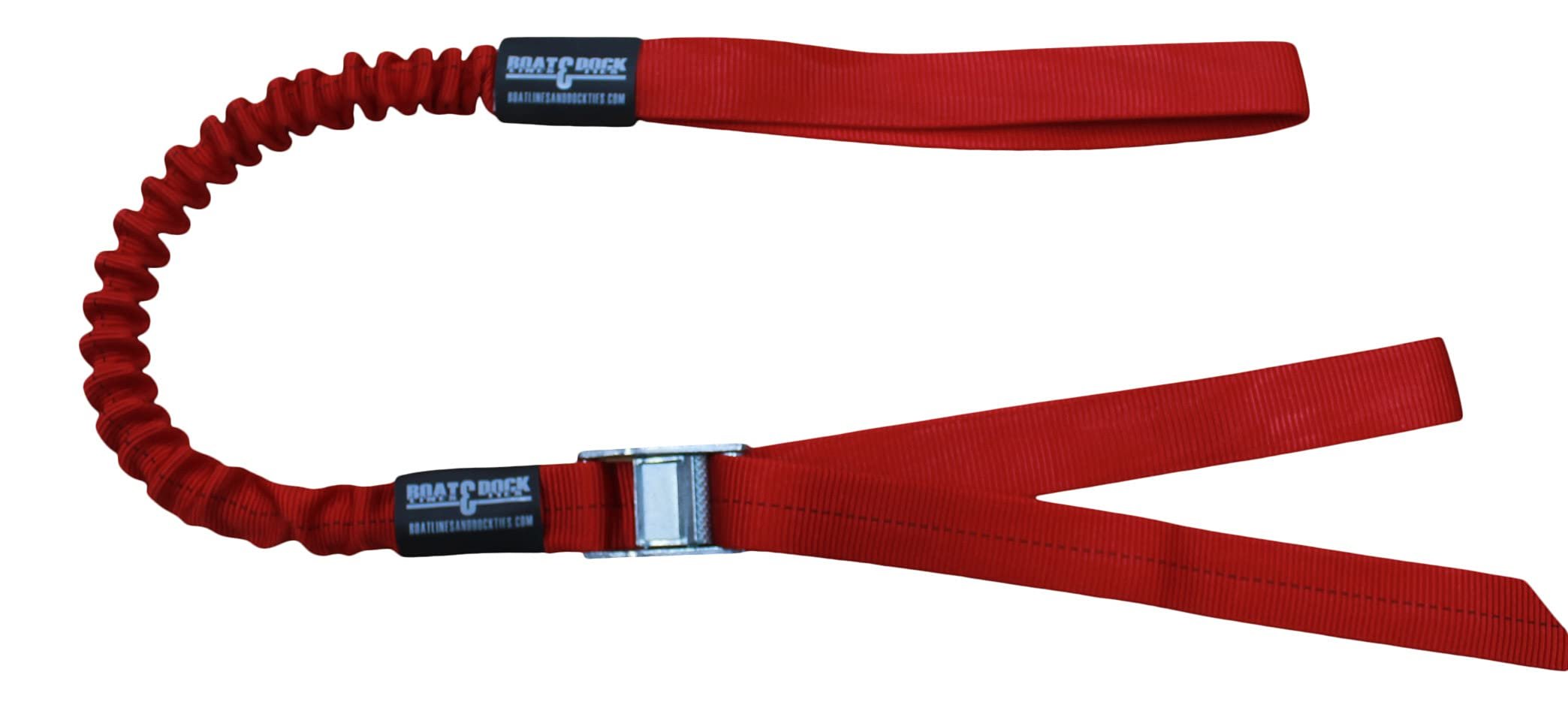 Boat Lines and Dock Ties Original Adjustable Bungee Dock Tie Docking Line Made in USA (Red, 36 Inch)