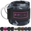 FITGIRL - Ankle Strap (Pair) for Cable Machines and Resistance Bands, Work Out Cuff Attachment for Home & Gym, Glute Workouts - Kickbacks, Leg Extensions, Hip Abductors, Women Only (Camo, Pair) view 1