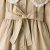 EISHOW Toddler Baby Girls Lace Trench Jacket Coat Fall Winter Double Breasted Ruffle Trim Belted Trench Windbreaker Outerwear view 3