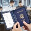 Passport and Vaccine Card Holder Combo, Passport Holder with Vaccine Card Slot, Passport Wallet, Passport Cover, Passport Case, Passport Holder for Women and Men(AB-Dark blue) view 2