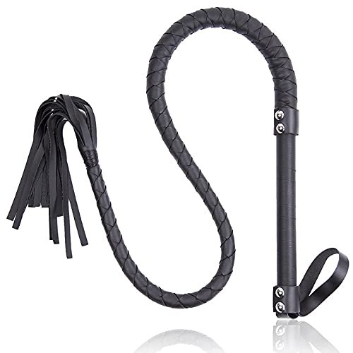 Knight Leather Riding Whip Faux Leather Long Horse Whip Black Faux Leather Bullwhip Horse Whip Non-Slip Elastic Soft Feel (Color : Color1)