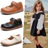 DADAWEN Girl's Classic Mary Jane Flats School Uniform Shoes Dress Shoes Party Wedding Shoes Brown US Size 7 M Toddler view 2