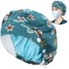 ABAMERICA Bouffant Caps with Button and Sweatband, Adjustable Scrub Caps for Women Men, Satin Layer view 1